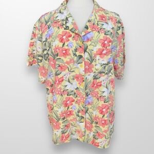 Bobbie Brooks‎ Woman Size 22 / 24W Top Shirt Button Front Hawaiian Floral